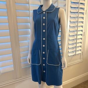 Voodoo Vixen Blue and White Bodycon Floral Button Dress